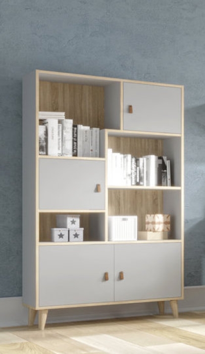 Bücherregal Kinderzimmer hellgrau skandinavischer Stil | www.kids-ambiente.com